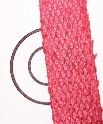 red feather net embroidery fabric